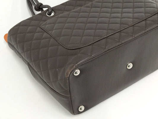 Chanel Cambon Line Large Tote Bag Leather Dark Brown
