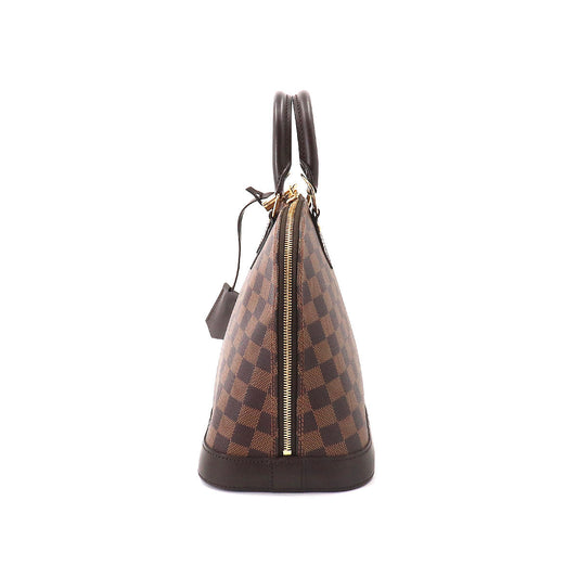 Louis Vuitton Damier Alma PM Hand Bag Ebene Brown Gold Metal Fittings
