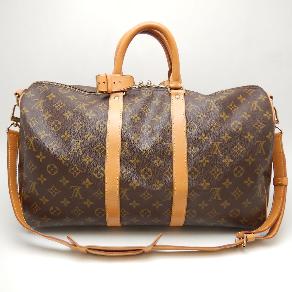 Louis Vuitton Monogram Keepall Bandouliere 45 Boston Bag Brown
