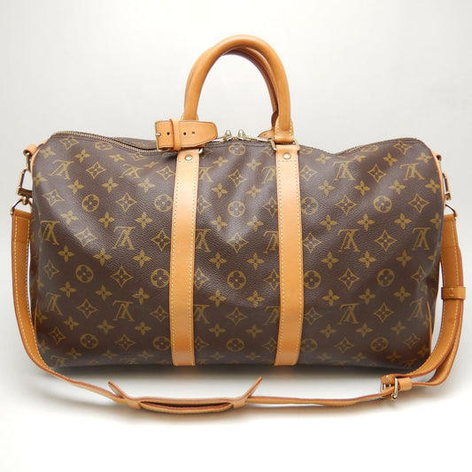 Louis Vuitton Monogram Keepall Bandouliere 45 Boston Bag Brown