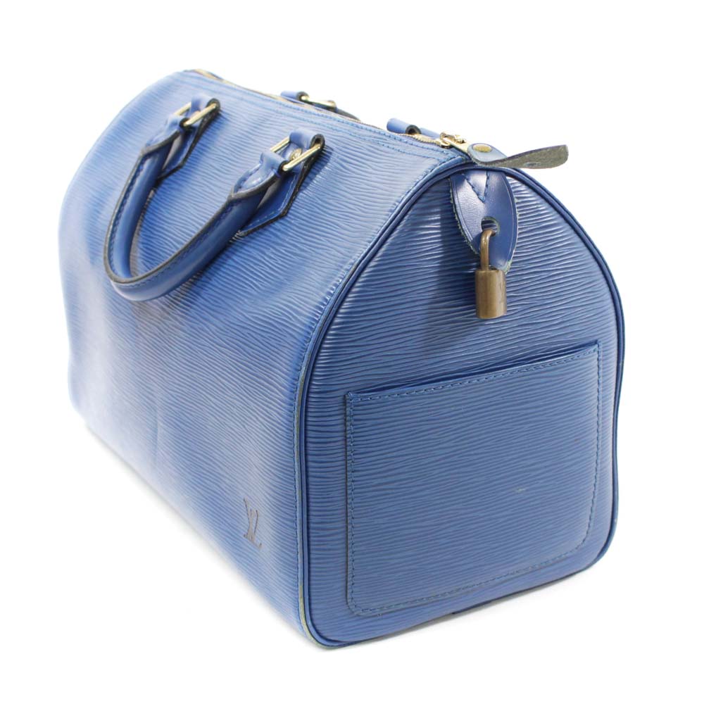 Louis Vuitton Epi Speedy 30 Mini Bag Handbag Blue Epi