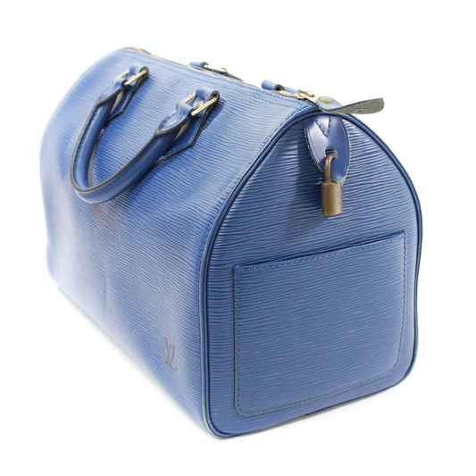Louis Vuitton Epi Speedy 30 Mini Bag Handbag Blue Epi