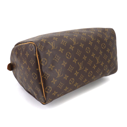 Louis Vuitton Monogram Speedy 35 Hand Bag Brown Gold Hardware