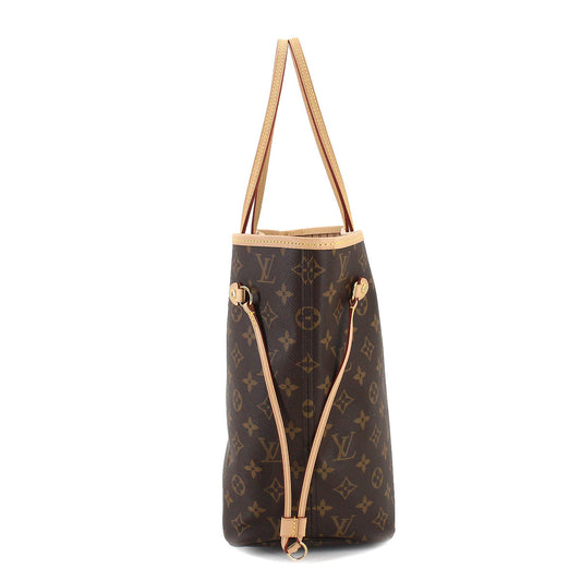 Louis Vuitton Monogram Neverfull MM Tote Bag Brown Gold Hardware