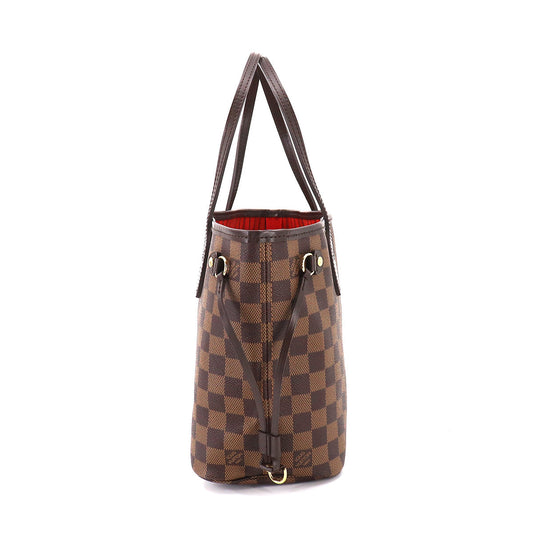 Louis Vuitton Damier Neverfull PM Tote Bag Ebene Brown Gold Hardware