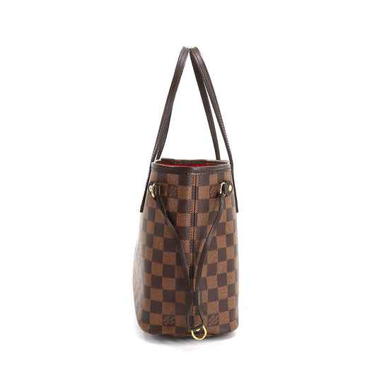 Louis Vuitton Damier Monogram Neverfull PM Tote Bag Brown Gold Hardware