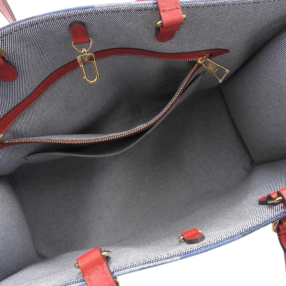 Louis Vuitton Monogram Denim On The Go GM 2 Way Bag Blue Red