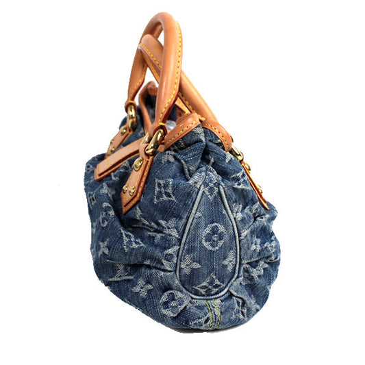 Louis Vuitton Pleaty Handbag Tote Bag Monogram Denim