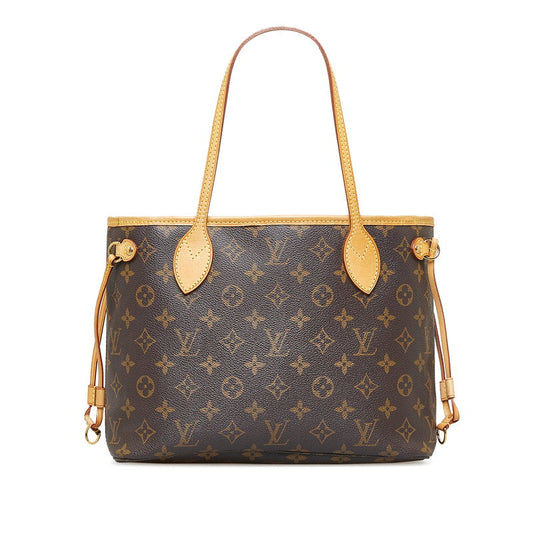 Louis Vuitton Monogram Neverfull PM Handbag Tote Bag Brown