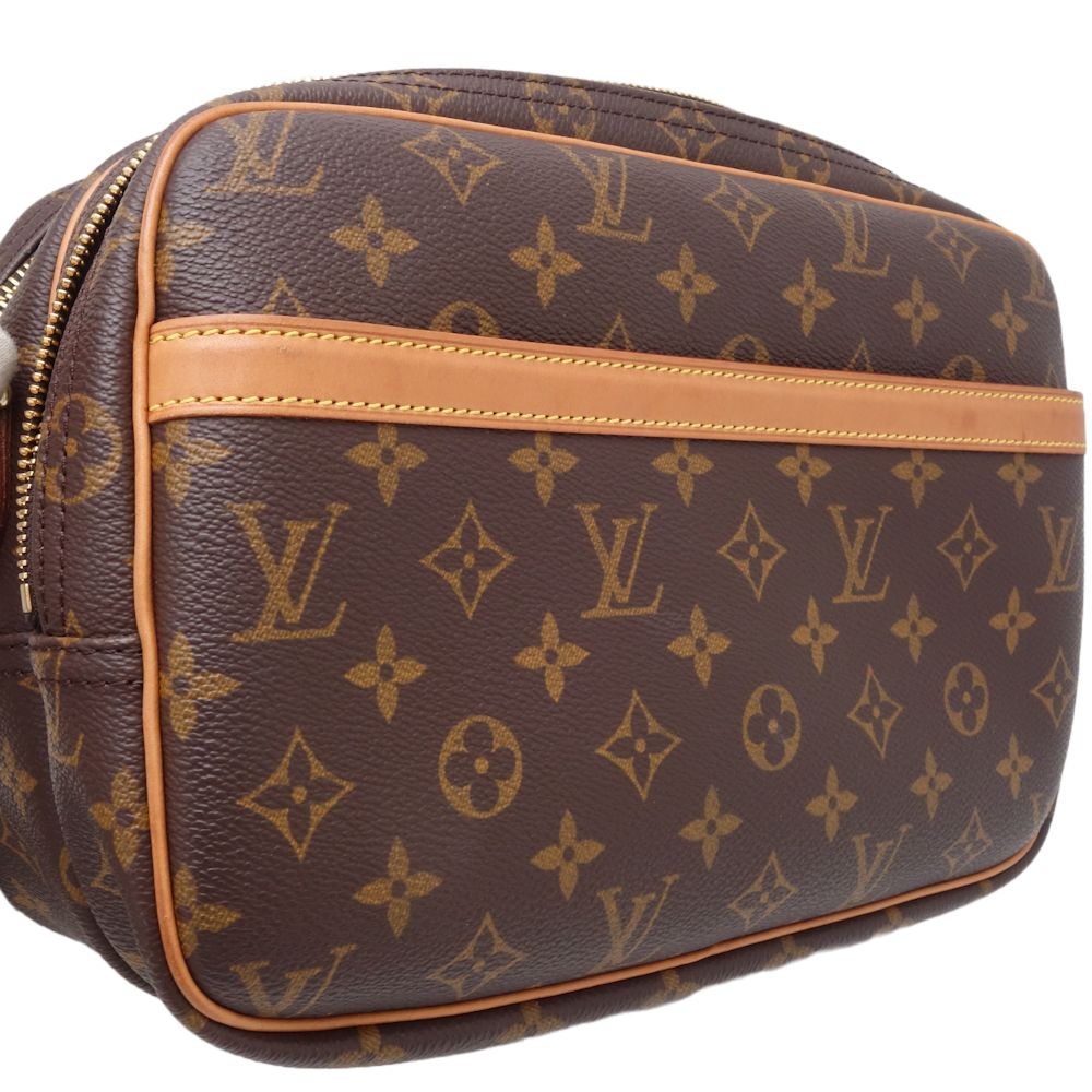 Louis Vuitton Monogram Reporter PM Shoulder Bag Brown