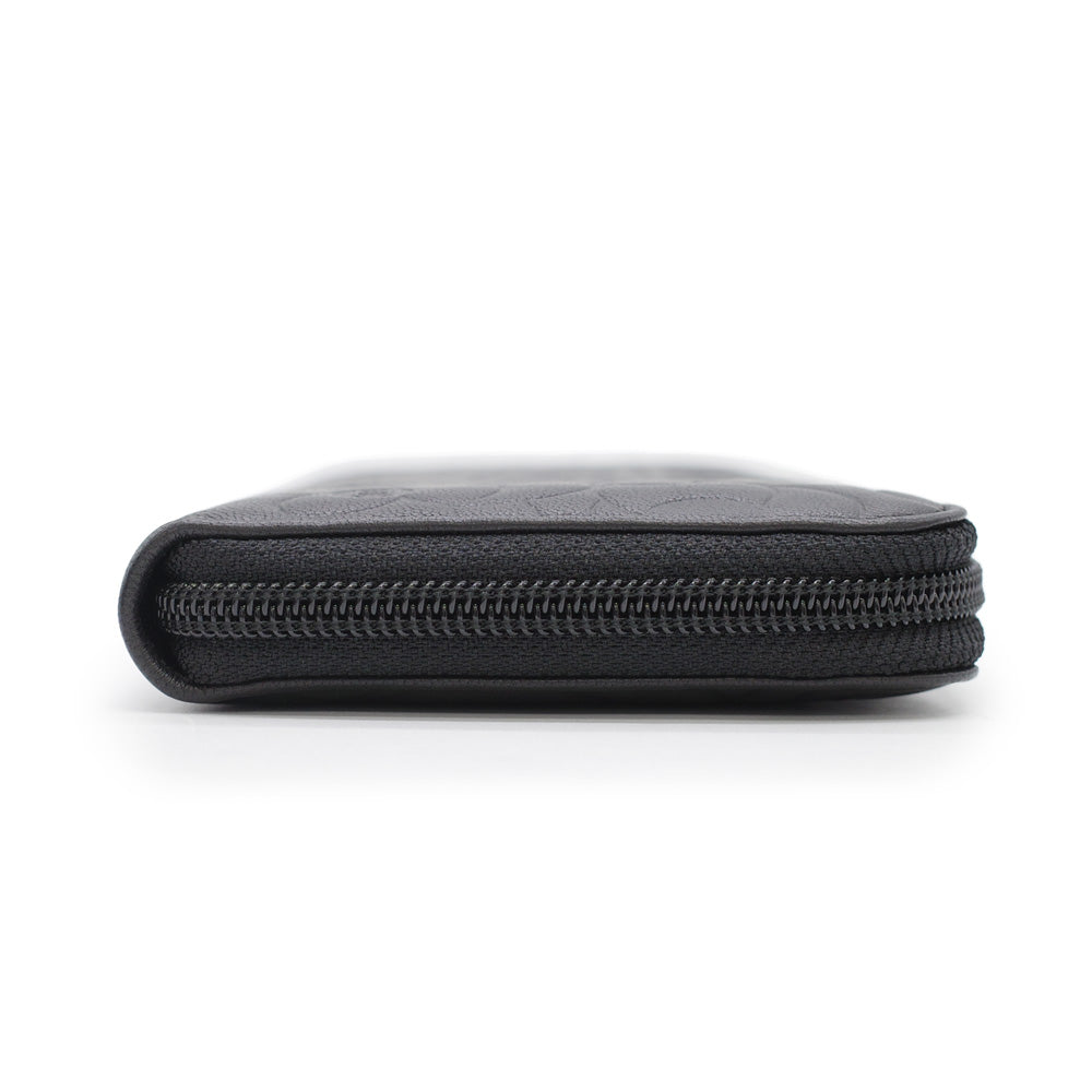 Chanel Camellia Long Wallet Black Round Fastener Lambskin Coco Mark