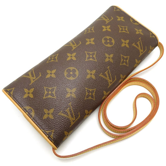 Louis Vuitton Monogram Pochette Twin GM Crossbody Shoulder Bag Brown