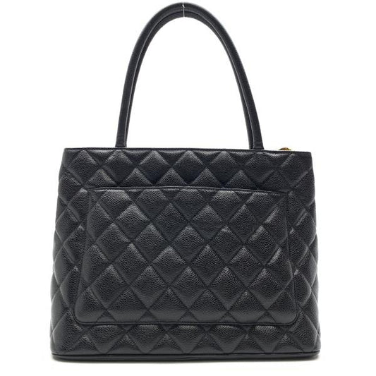 Chanel Tote Caviar Skin Tote Black Gold Metal Fittings