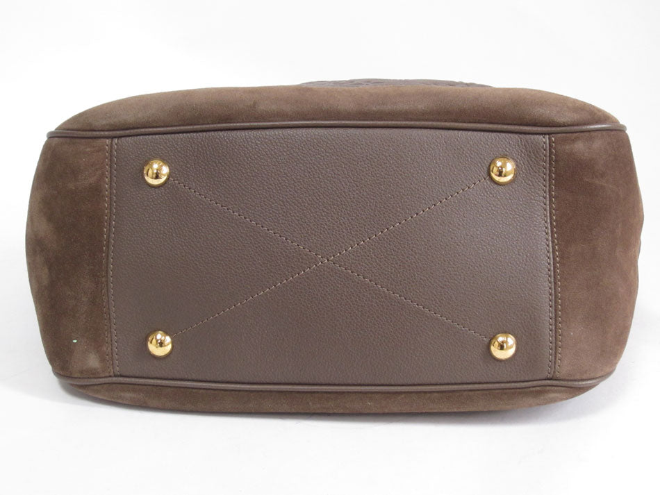 Louis Vuitton Amplant Audacious MM Leather Suede Shoulder Bag