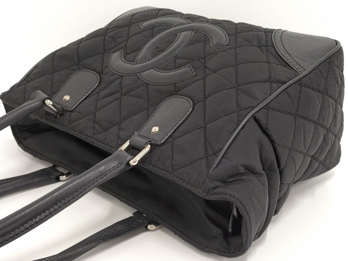 Chanel Tote Bag Paris New York Line Cocomark Nylon Leather Black