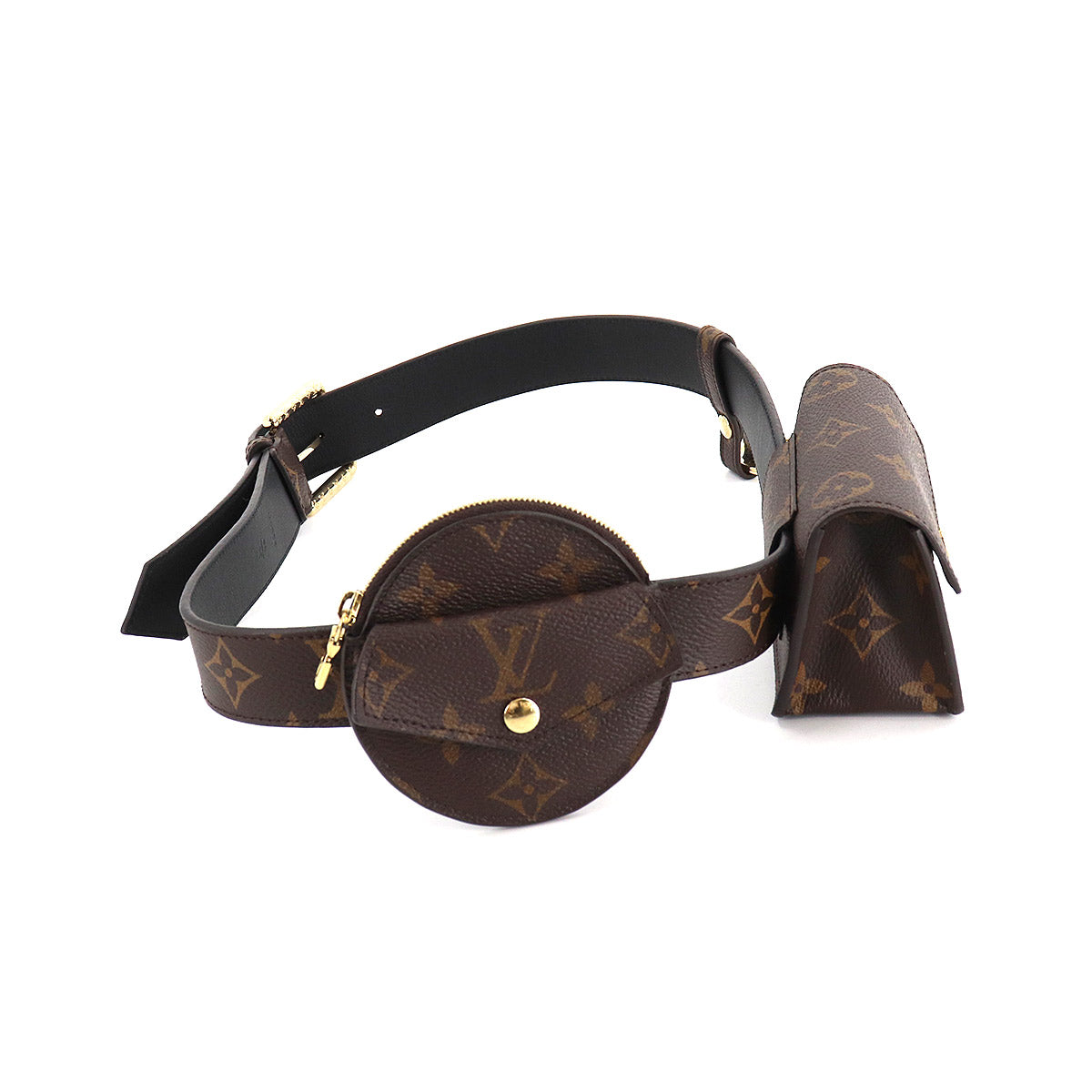 Louis Vuitton Monogram Sun Tulle Daily Multi Pocket Belt 80 Gold Hardware