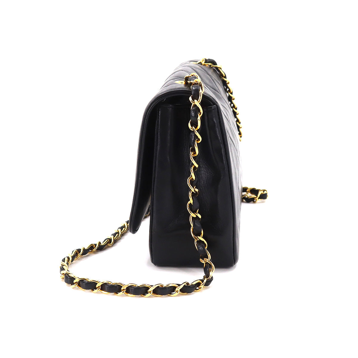 Chanel Matelasse Chain Shoulder Bag Leather Black Gold Metal Fittings