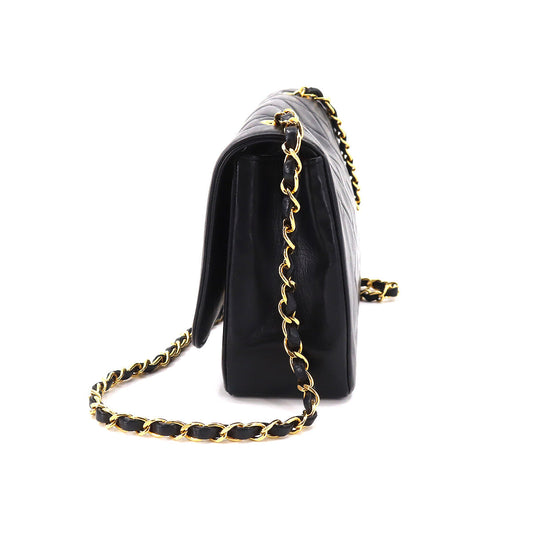 Chanel Matelasse Chain Shoulder Bag Leather Black Gold Metal Fittings