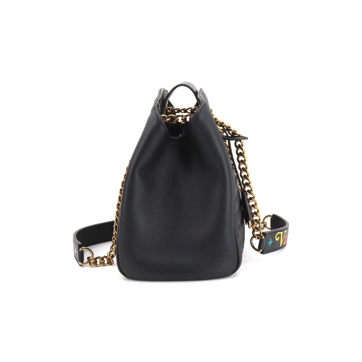 Louis Vuitton New Wave Chain Tote 2 Way Shoulder Bag Leather Noir