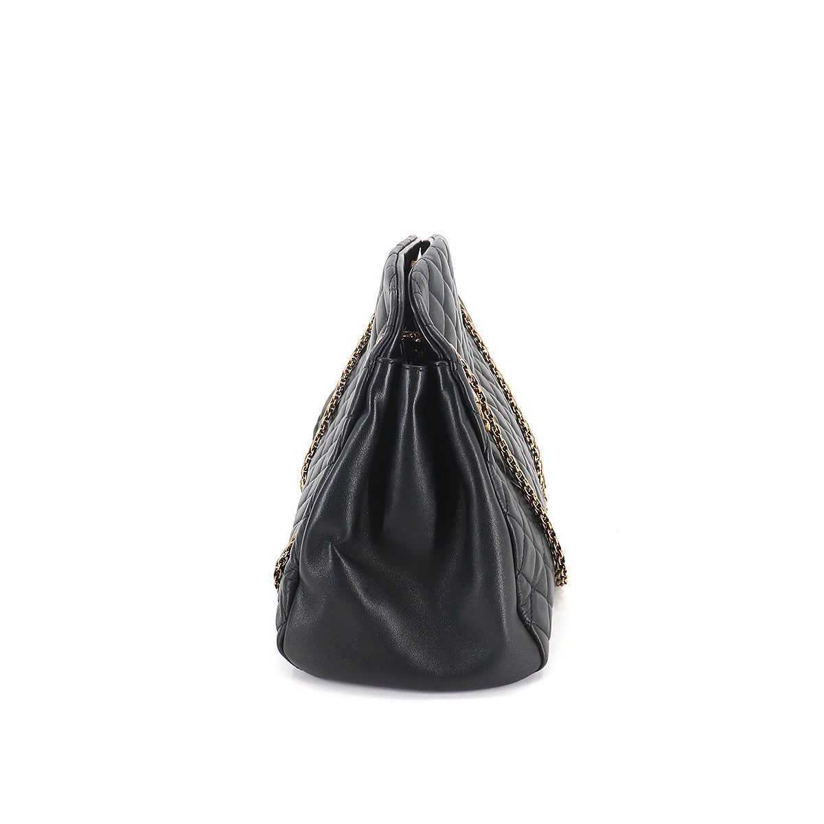 Chanel Mademoiselle Bowling Chain Shoulder Bag Leather Black