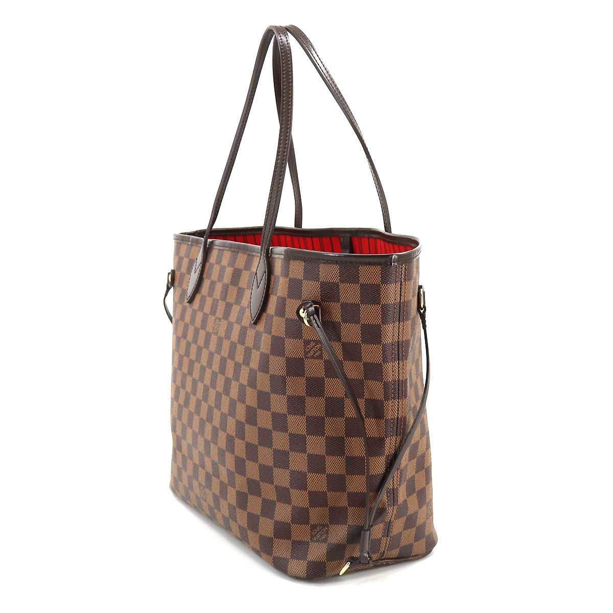 Louis Vuitton Damier Neverfull MM Tote Bag Ebene Cerise Brown Gold Hardware