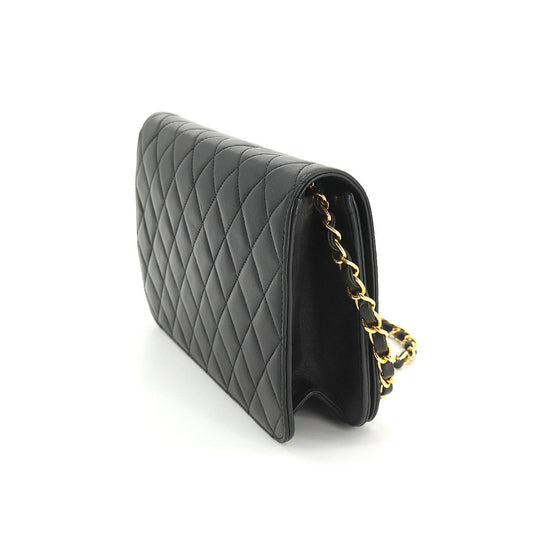 Chanel Matelasse Chain Shoulder Bag Leather Black Gold Hardware Push Lock