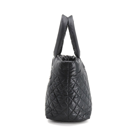 Chanel Coco Cocoon MM Medium Tote Bag Nylon Leather Black