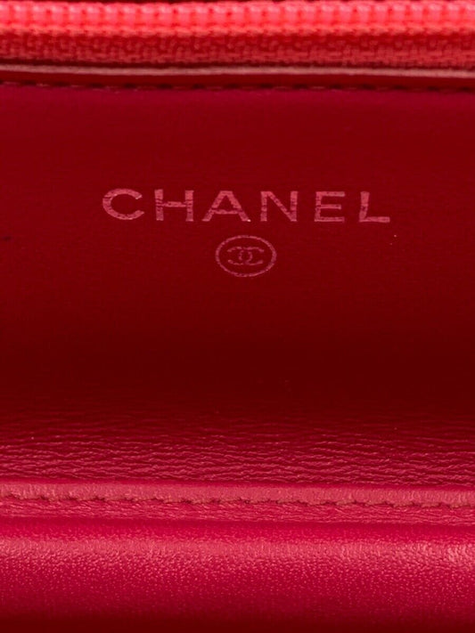Chanel Pink/White Patent Leather Cc Woc Clutch Bag