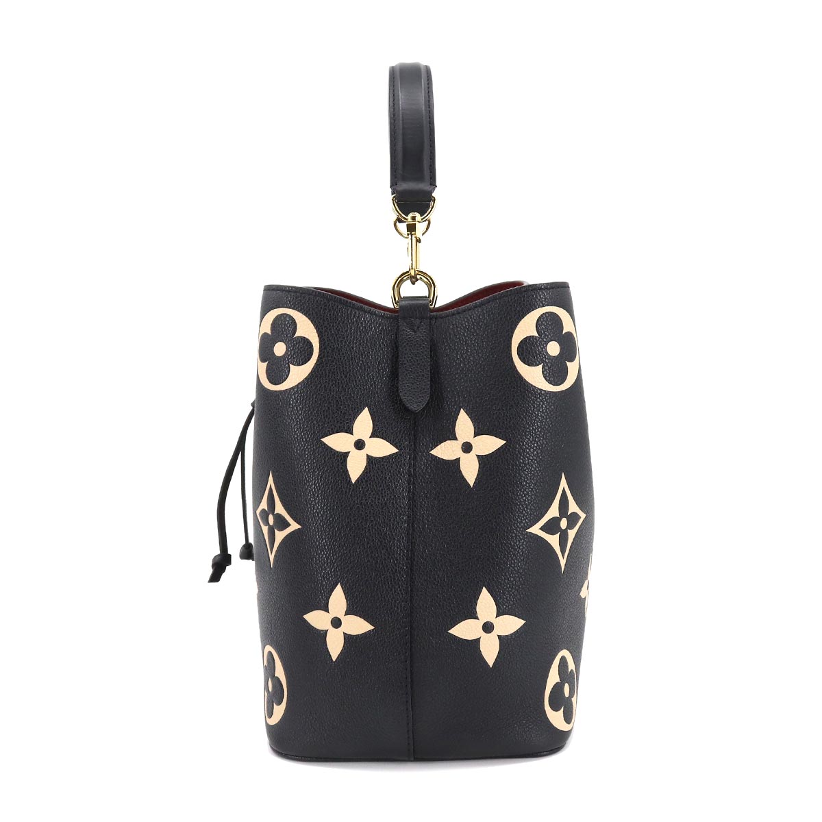 Louis Vuitton Bicolor Monogram Emplant NeoNoe MM Shoulder Bag Leather Black Beige