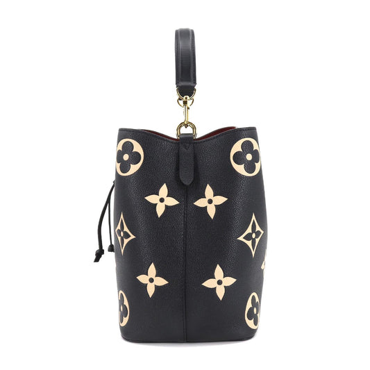 Louis Vuitton Bicolor Monogram Emplant NeoNoe MM Shoulder Bag Leather Black Beige