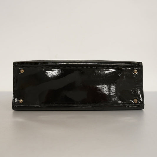Chanel Shoulder Bag Chain Patent Leather Black