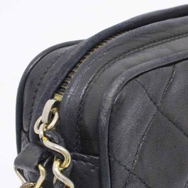 Chanel Matelasse Chain Shoulder Bag Lambskin Fringe Black