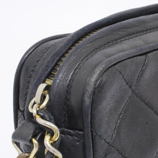 Chanel Matelasse Chain Shoulder Bag Lambskin Fringe Black