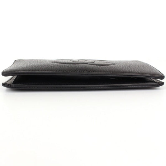 Chanel Bifold Long Wallet Zipper Long Wallet Caviar Skin Black