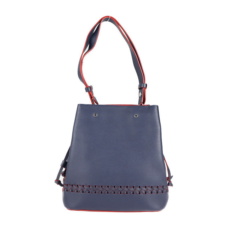 Louis Vuitton Lock Me Bucket Shoulder Bag Leather Marine Rouge
