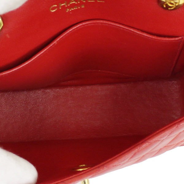 Chanel Chain Shoulder Bag Matelasse Sheepskin Red