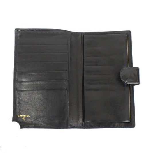 Chanel Patent Clasp Long Wallet Black