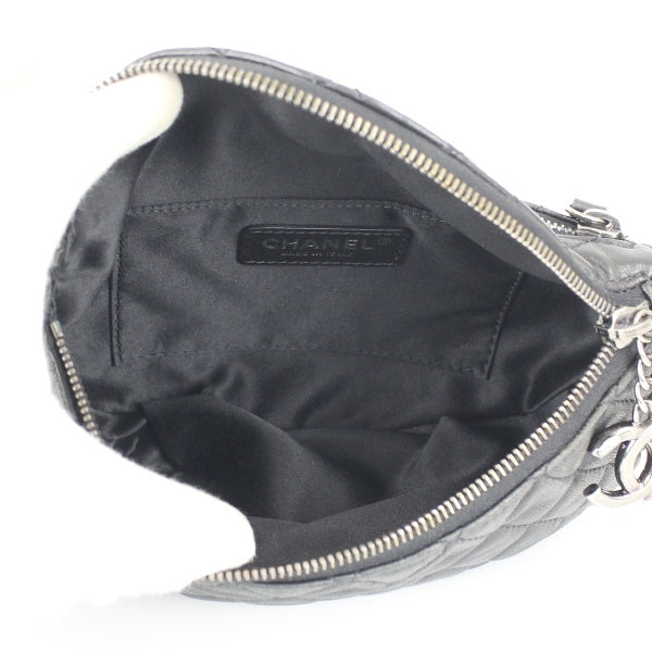 Chanel Matelasse Waist Bag Lambskin Pouch Black