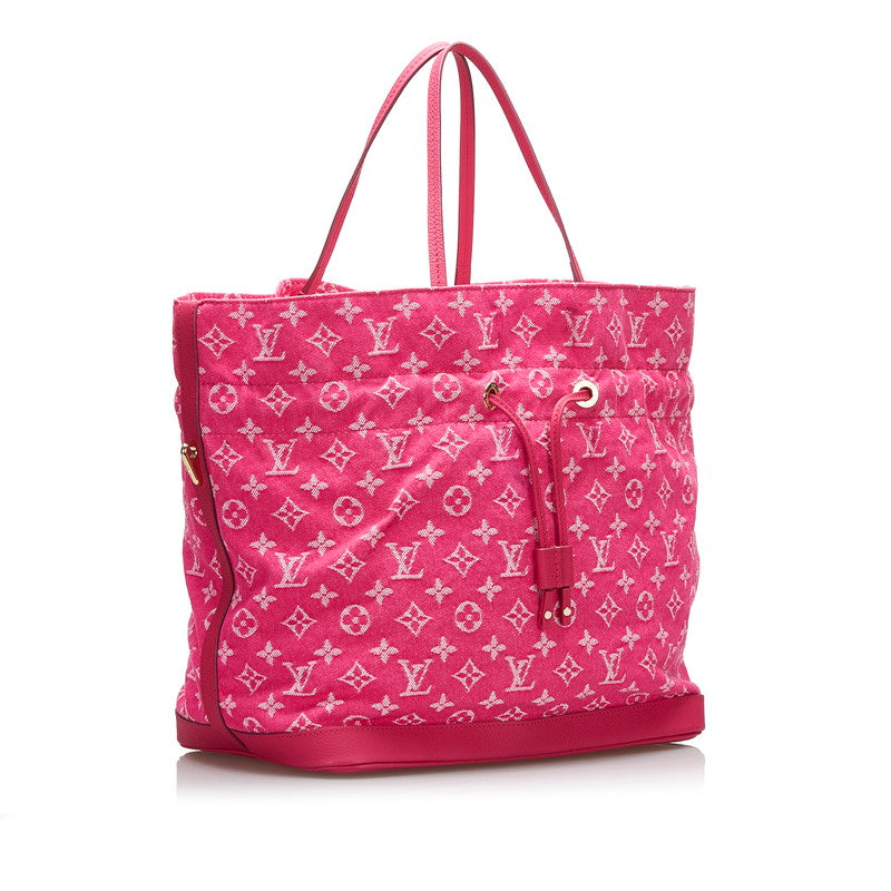Louis Vuitton Noefle MM Denim Canvas Shoulder Bag Pink