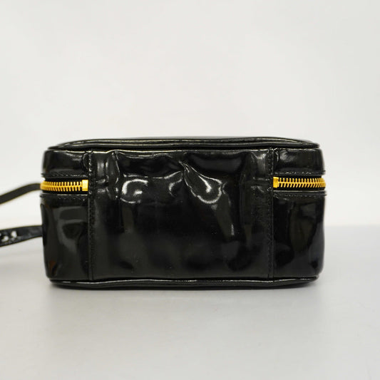 Chanel Vanity Bag Patent Leather Black