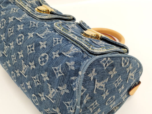 Louis Vuitton Neo Speedy Handbag Mini Boston Bag Monogram Denim Blue