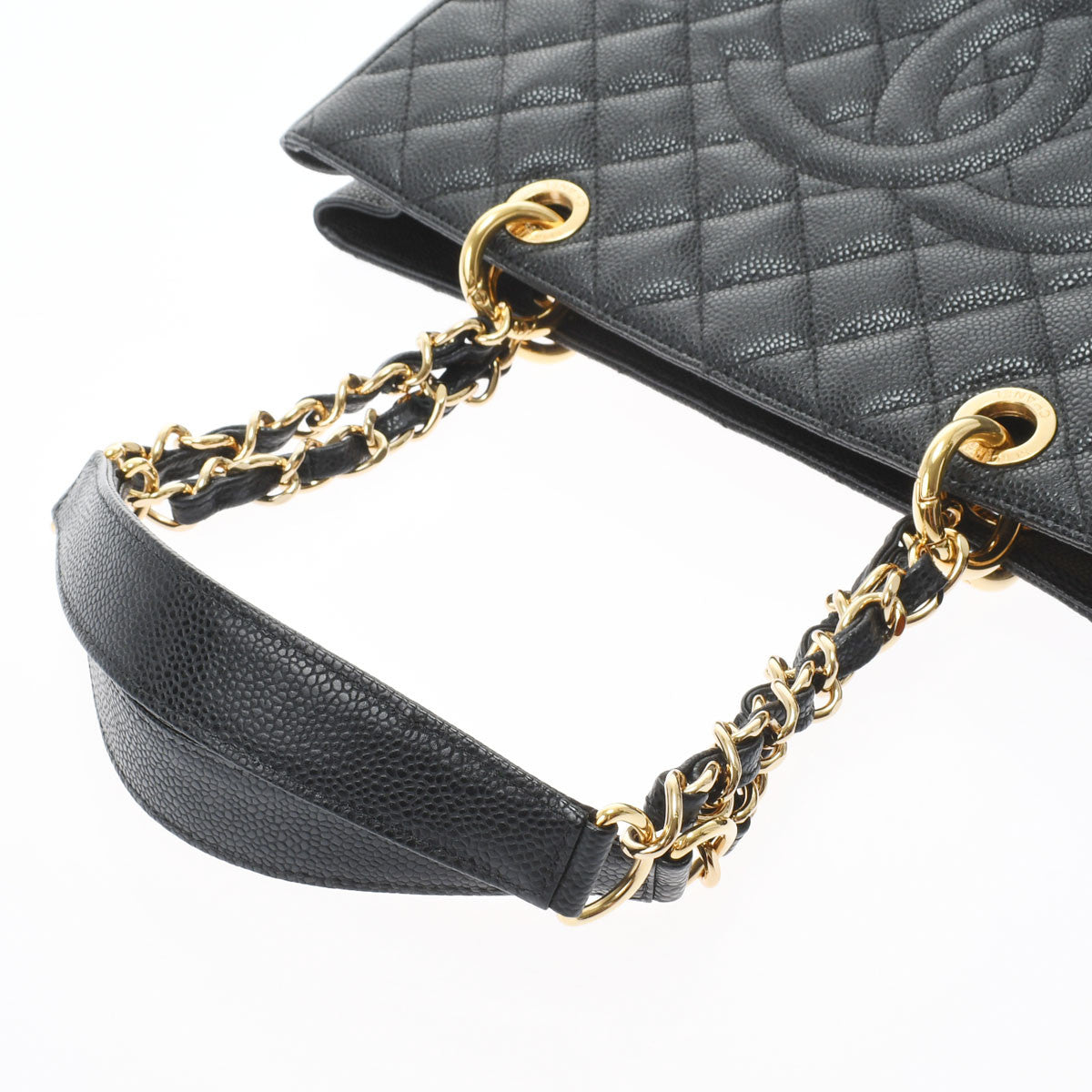 Chanel Matelasse GST Black/gold Hardware Caviar Skin Tote Bag