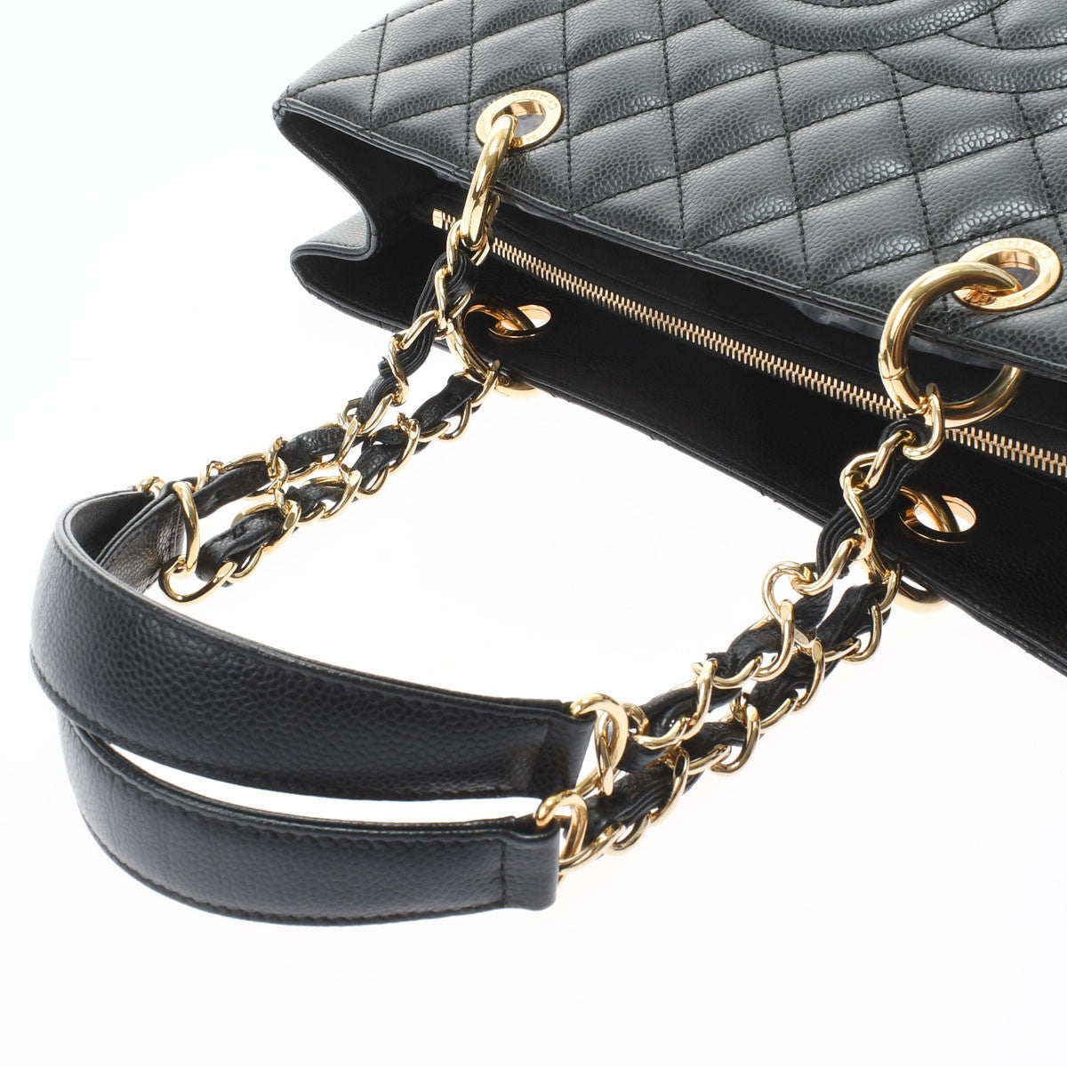 Chanel Matelasse GST Black/gold Hardware Caviar Skin Tote Bag