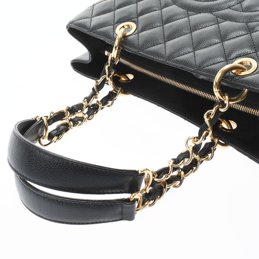Chanel Matelasse GST Black/gold Hardware Caviar Skin Tote Bag