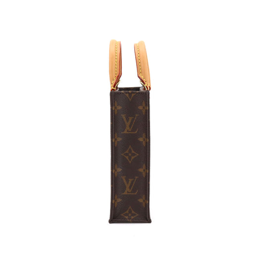 Louis Vuitton Monogram Petit Sac Plat 2way Hand Shoulder Bag Brown