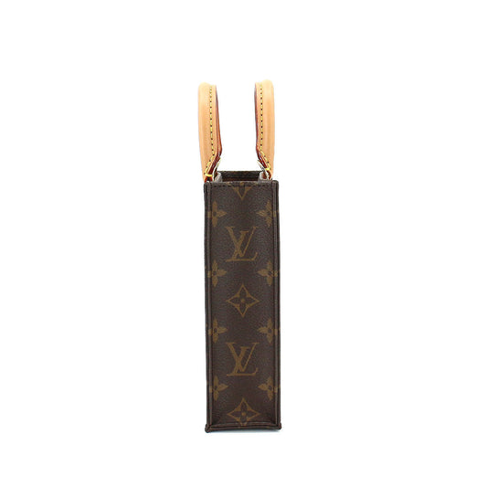 Louis Vuitton Monogram Petit Sac Plat 2 Way Hand Shoulder Bag Brown