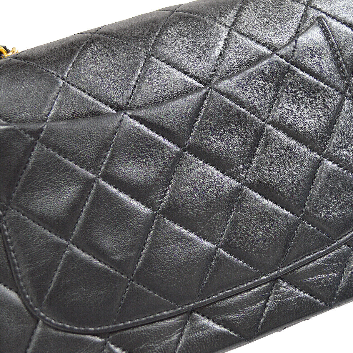 Chanel Classic Flap Mini Square Chain Shoulder Bag Black Lambskin