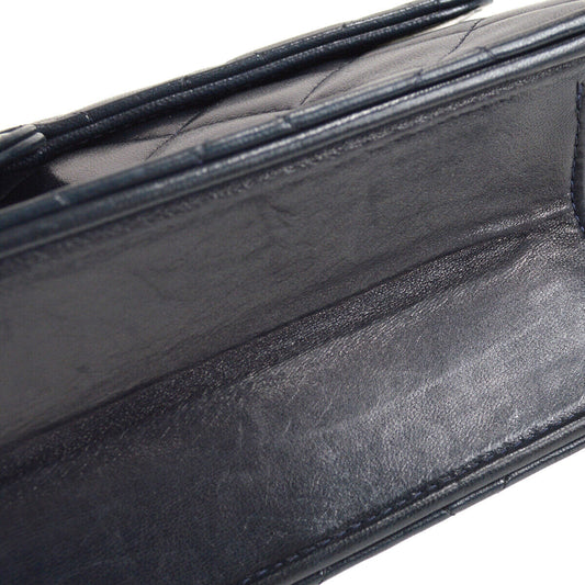Chanel Classic Single Flap Medium Shoulder Bag Navy Lambskin