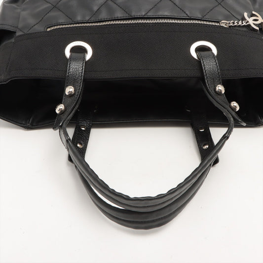 Chanel Paris Biarritz GM Coated Canvas Tote Bag, Black