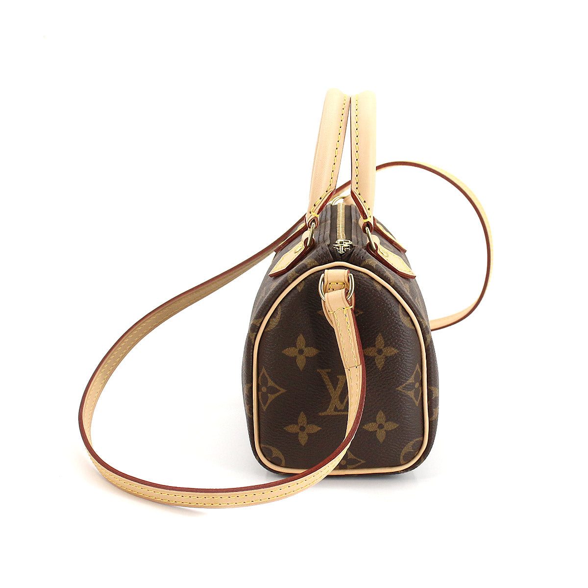 Louis Vuitton Monogram Nano Speedy 2 Way Hand Shoulder Bag Brown